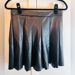 Pleated Faux Leather Skirt